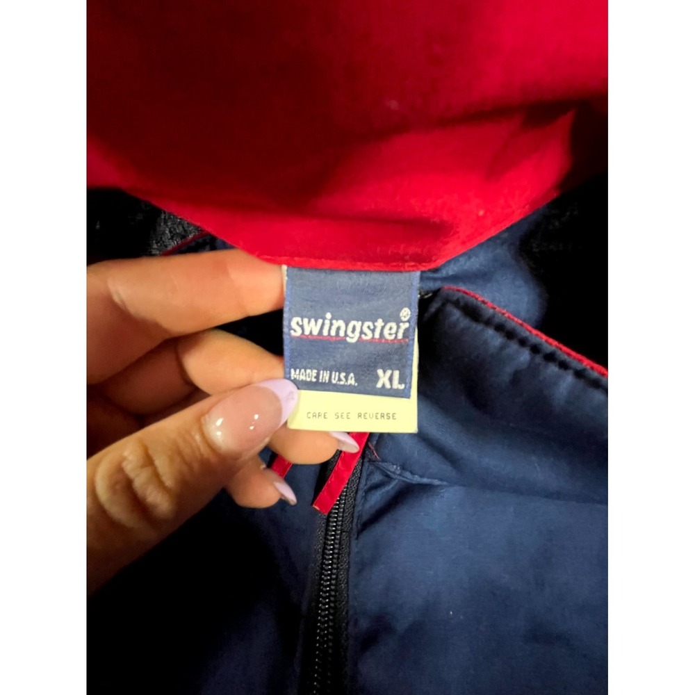 Vintage Karastan Windbreaker Jacket Mens XL Navy Blue Thermal Insulated Full Zip - Picture 8 of 11